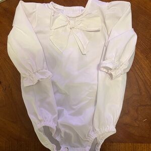 TBBC White Long-sleeve Bow Blouse Onesie